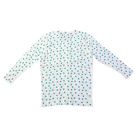 Merona White & Teal Polka Dot Cardigan Sweater Women Large Long Sleeve NWT - Picture 15 of 16